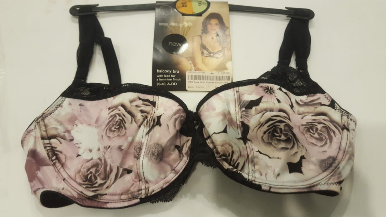 M&S Rose Print Padded Balcony Bra