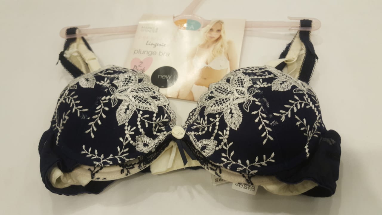 M&S 2 Pack-Per Una Floral Embroidered padded