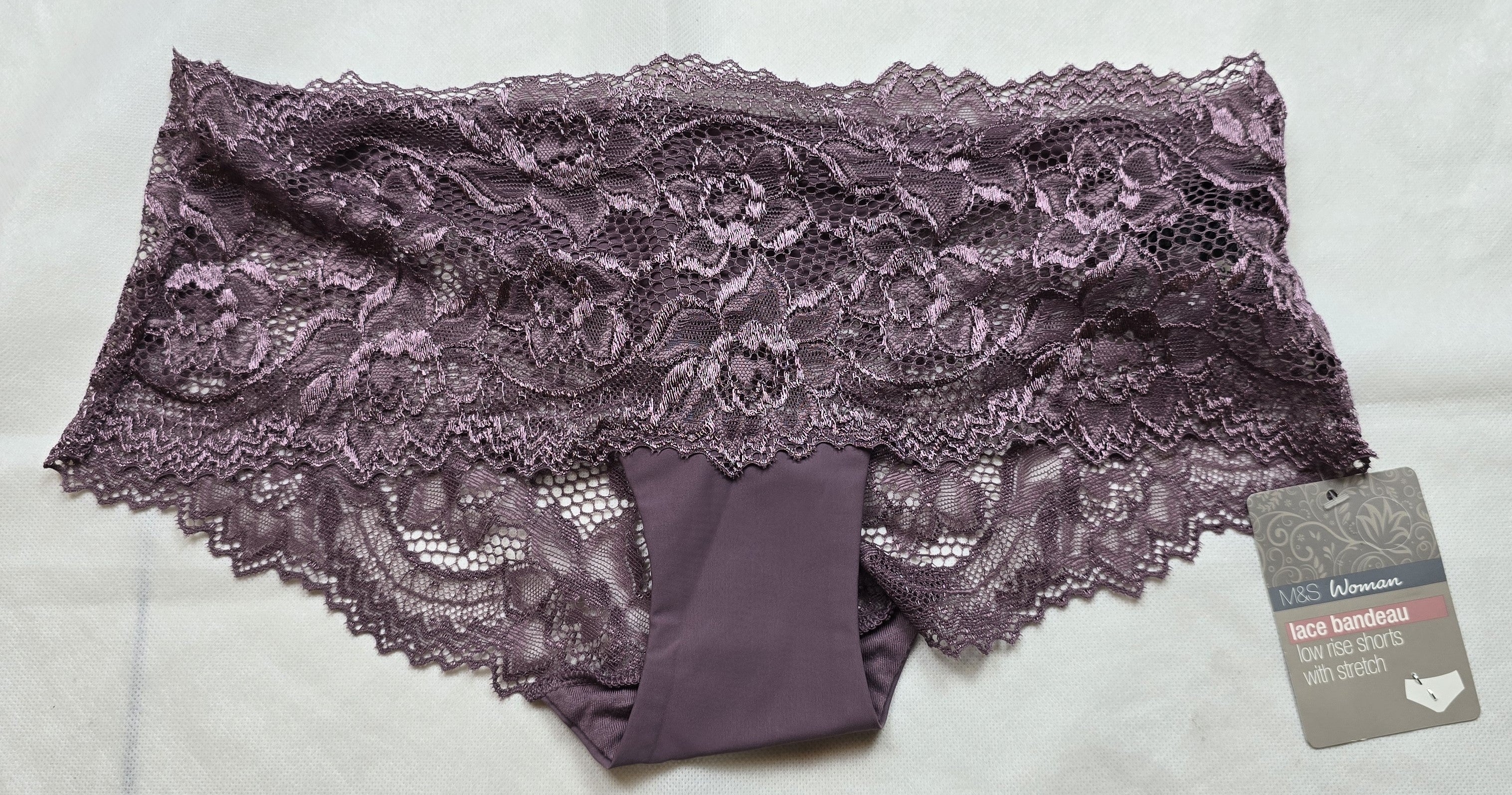 M&S Low Rise Floral Lace Bandeau Knickers