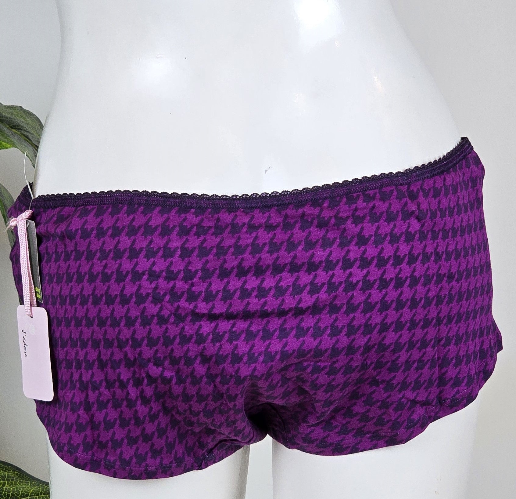 M&S Cotton Rich Low Rise Houndstooth Print Shorts