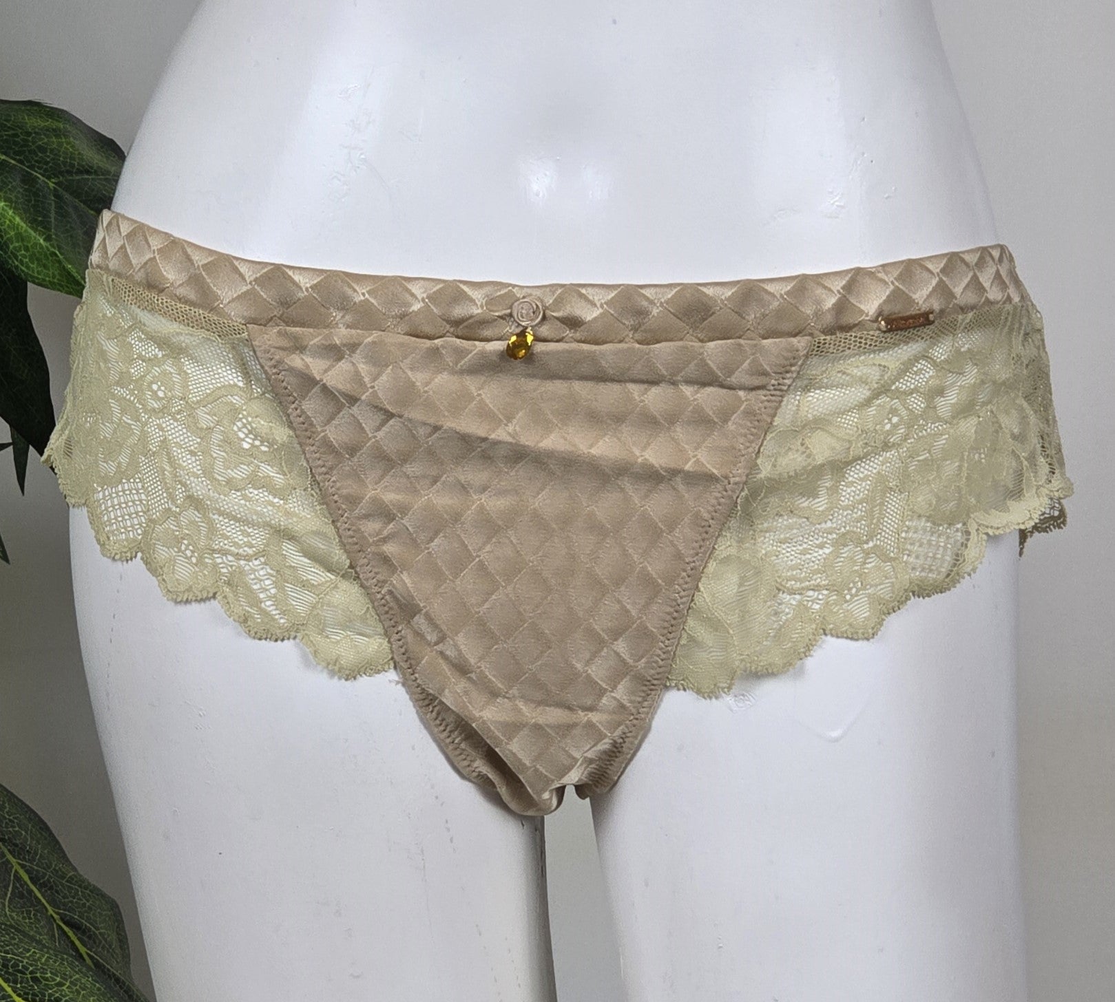 M&S Autograph Jacquard & Lace Low Rise Brazilian Knickers