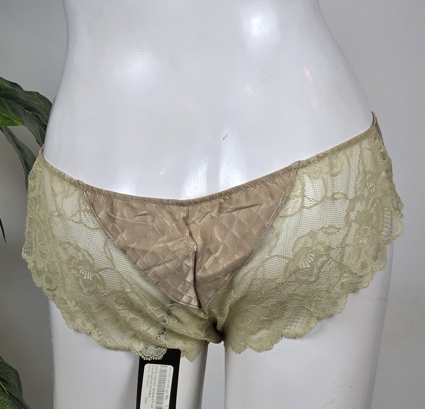 M&S Autograph Jacquard & Lace Low Rise Brazilian Knickers