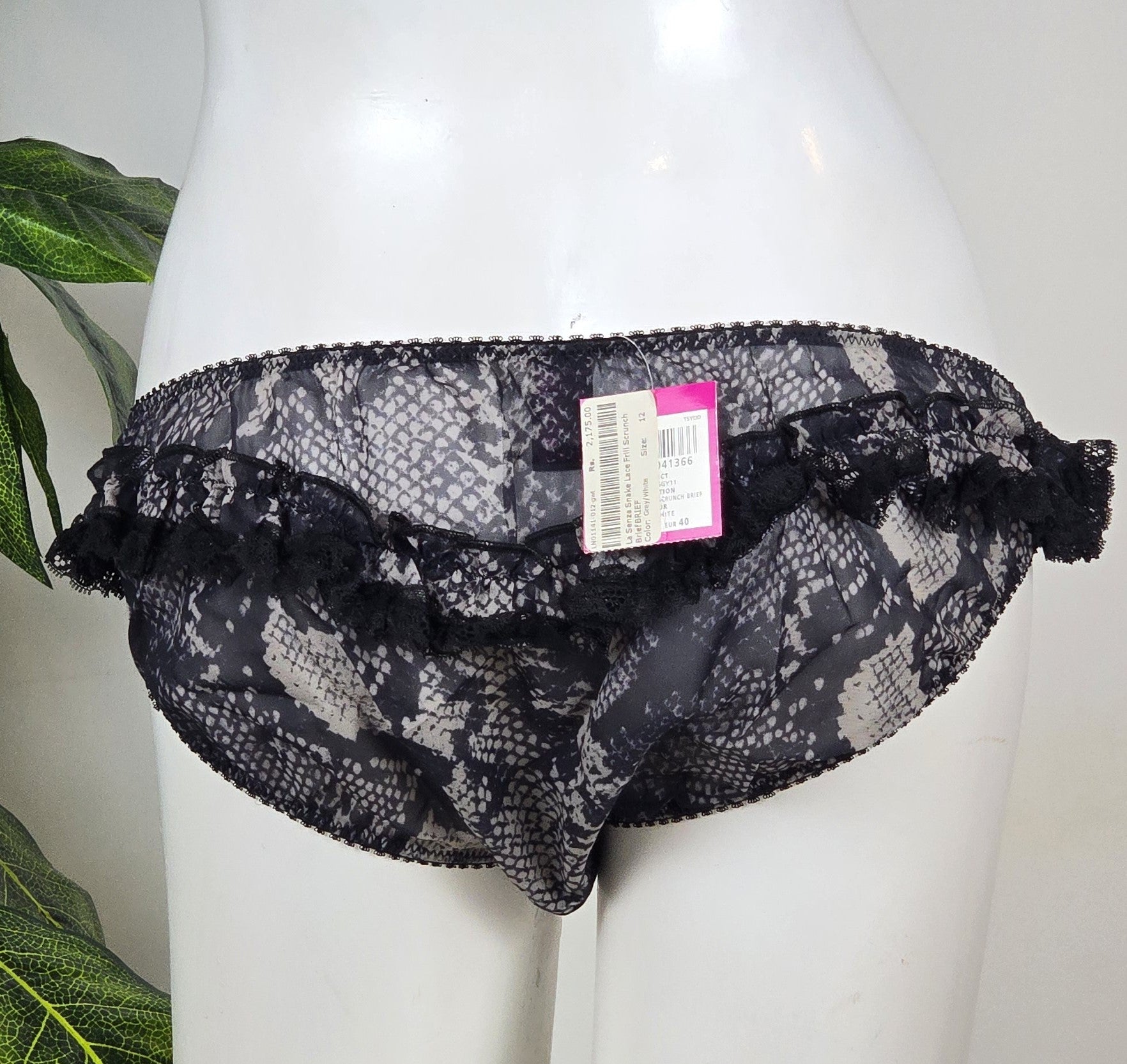 La Senza Snake Lace Frill Scrunch Brief