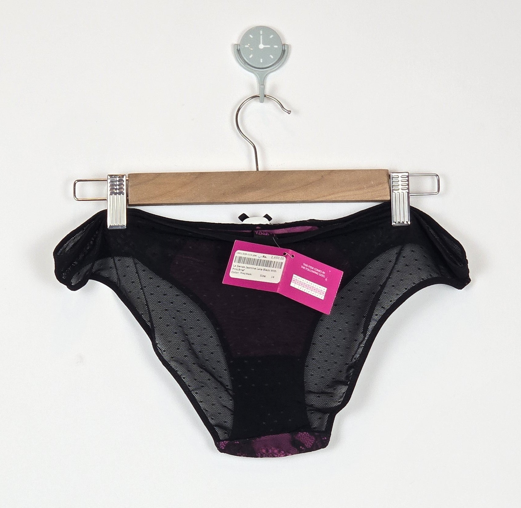 La Senza Jasmine Lace Black with Pink Brief