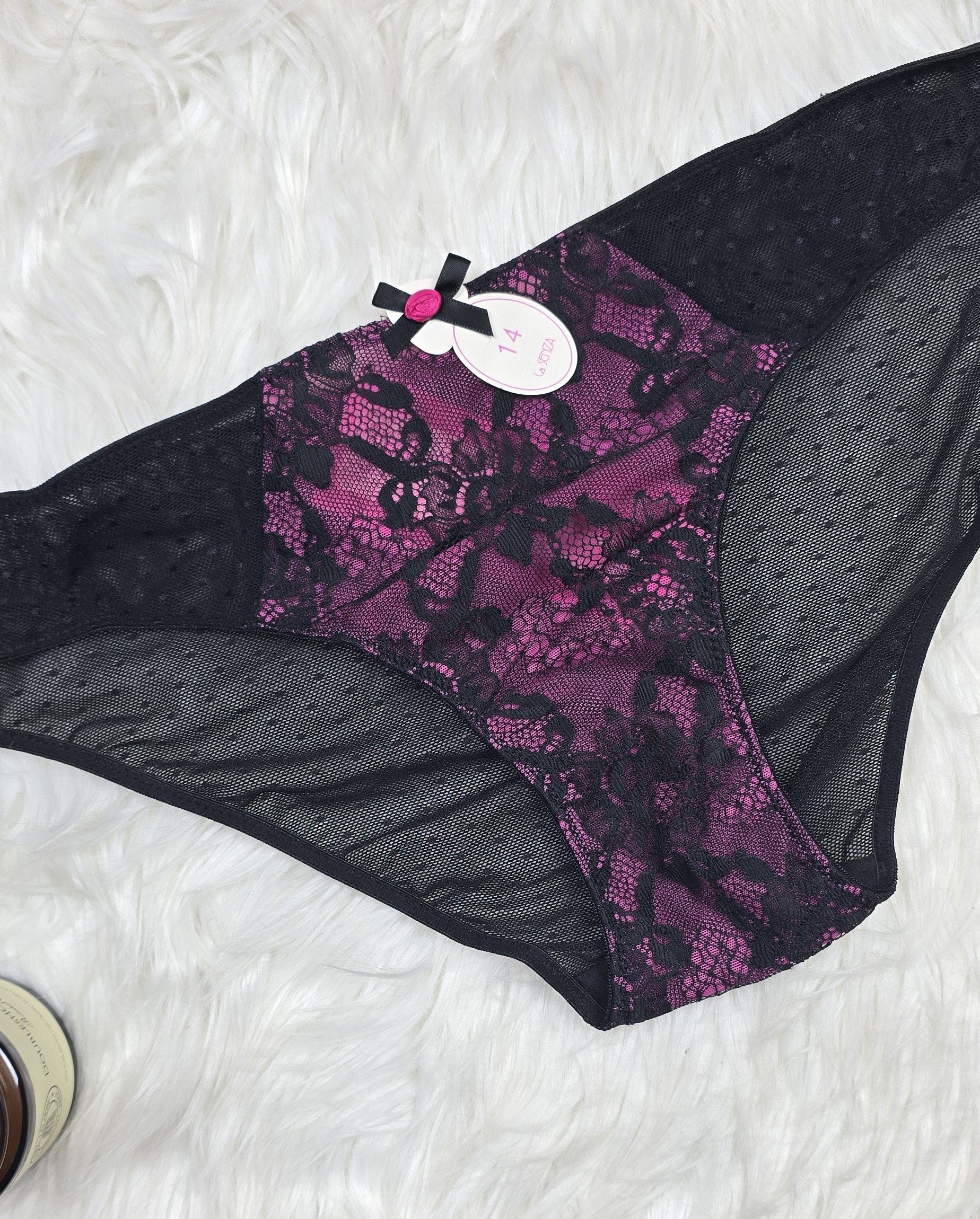 La Senza Jasmine Lace Black with Pink Brief