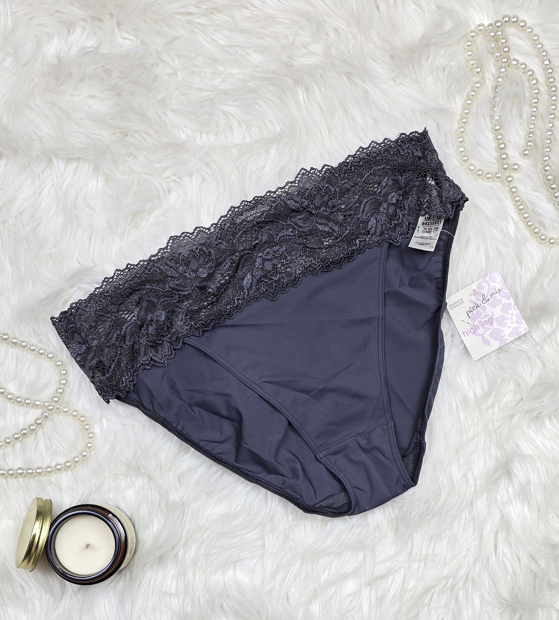 M&S Low Rise Lace Trim Bandeau High Leg Knickers