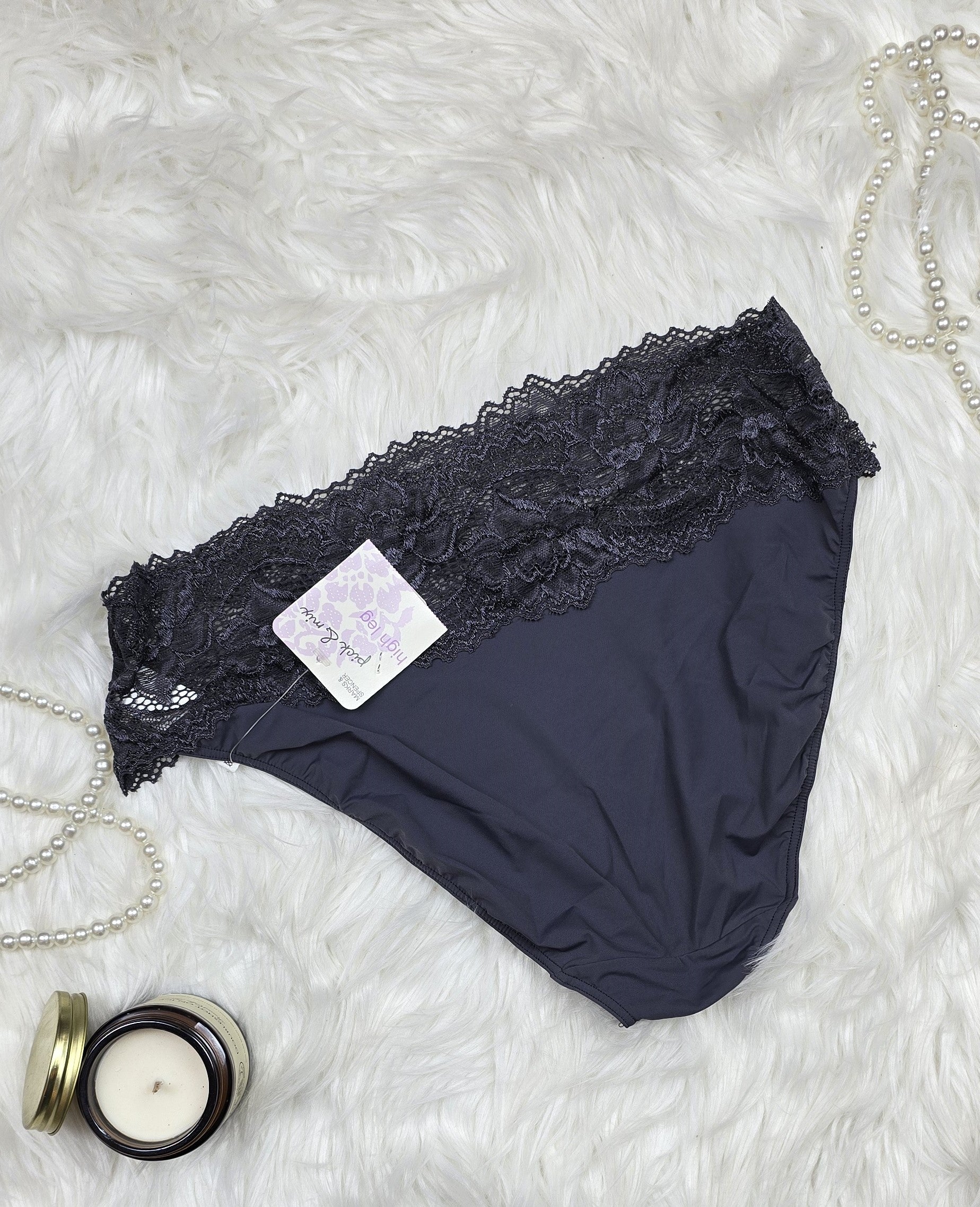 M&S Low Rise Lace Trim Bandeau High Leg Knickers