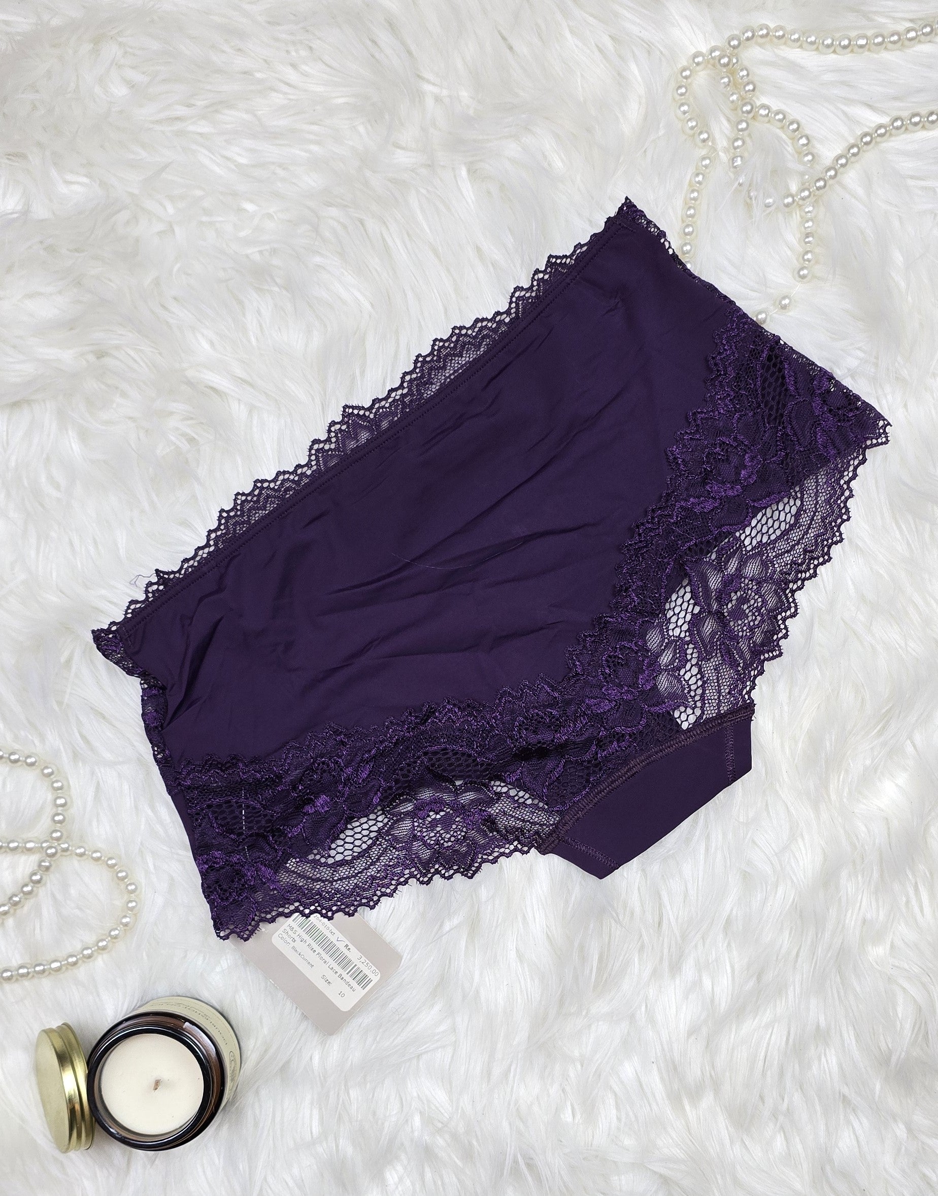 M&S High Rise Floral Lace Bandeau Shorts