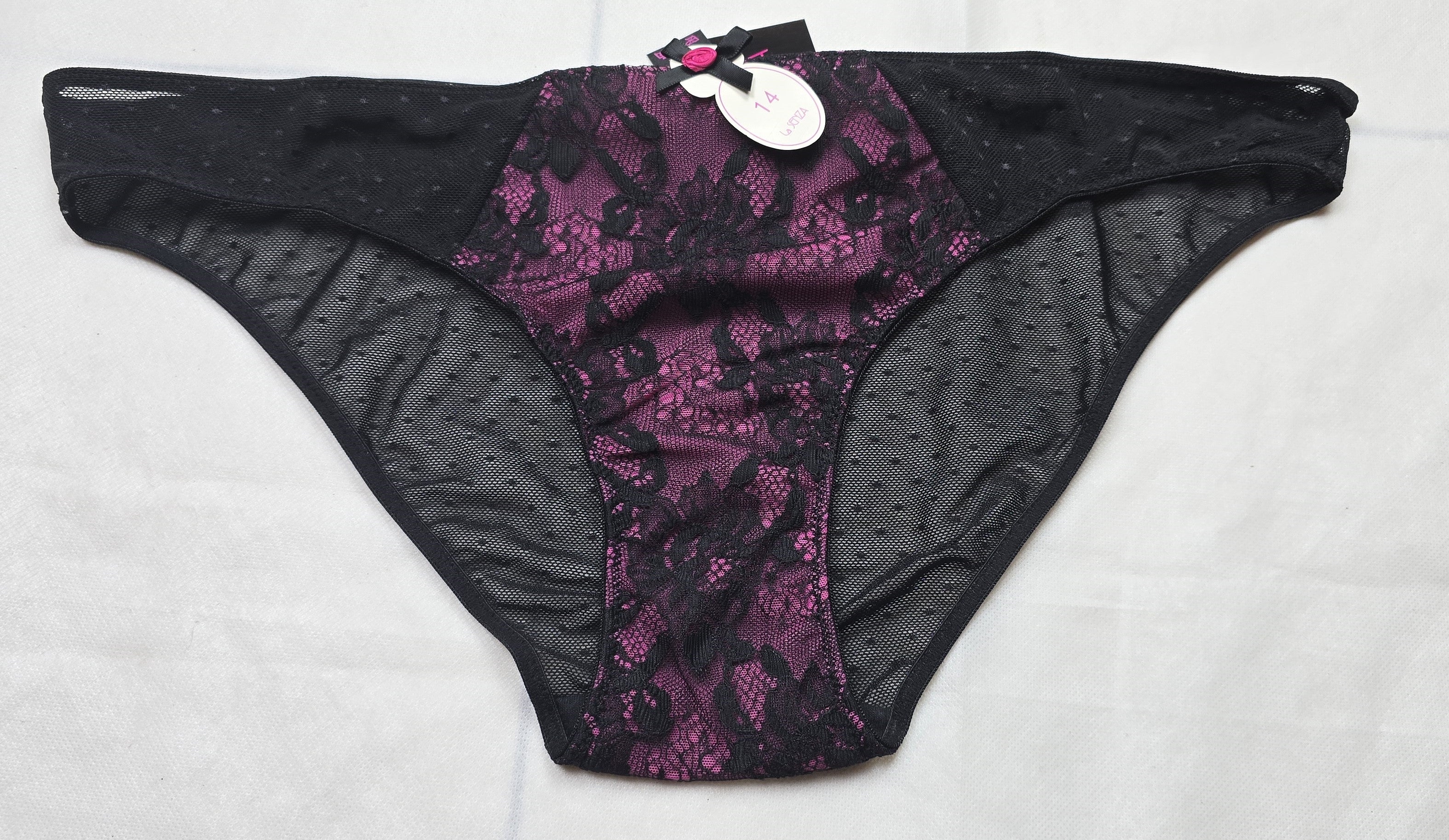 La Senza Jasmine Lace Black with Pink Brief