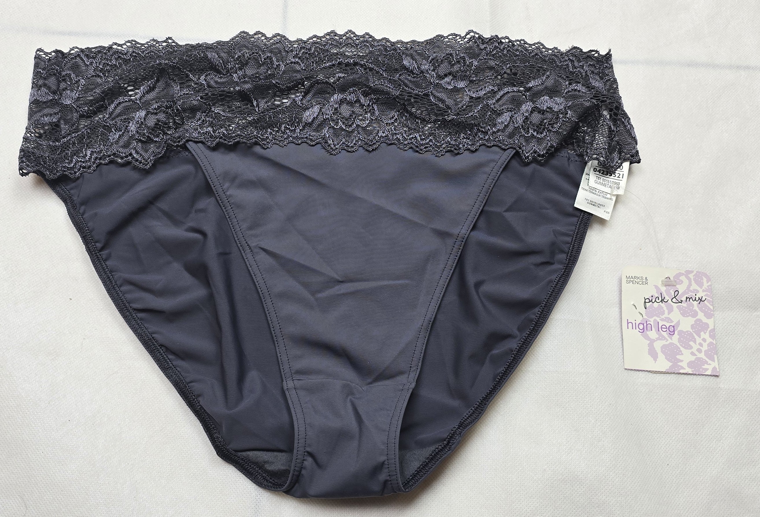 M&S Low Rise Lace Trim Bandeau High Leg Knickers