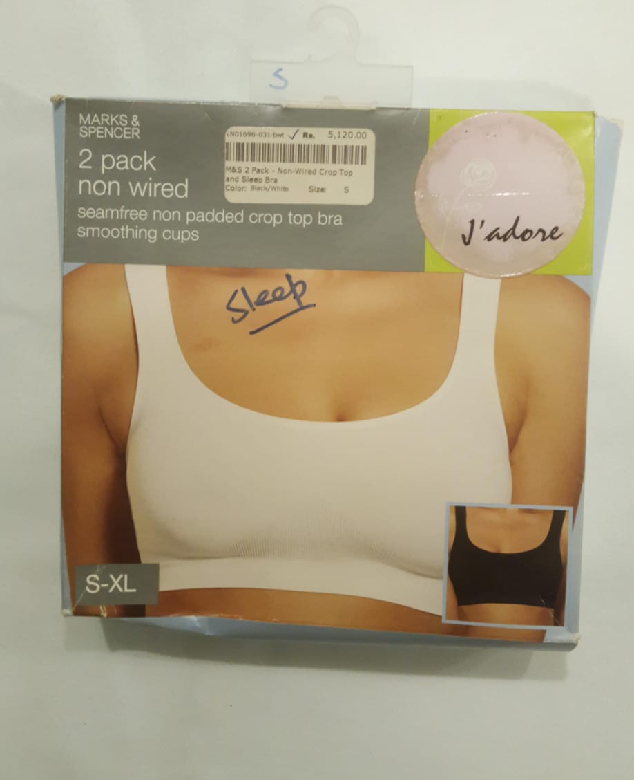 M&S 2 Pack-Non-Wired Crop Top and sleep Bra