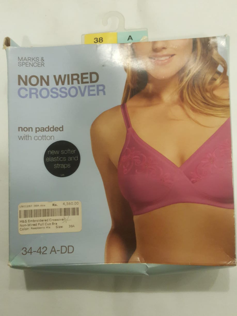 M&S Embroidered Crossover Non-Wired Full Cup Bra