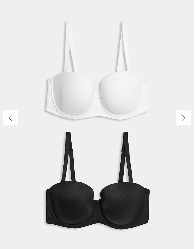 M&S 2 Pack Strapless Smooth Bra