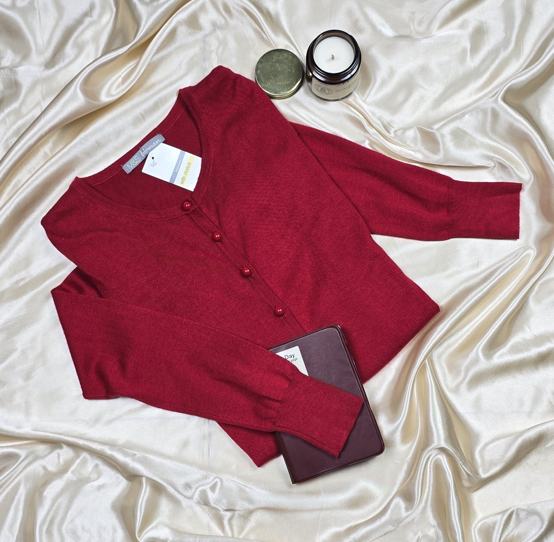 Ruby Red bobble buttons cardigan